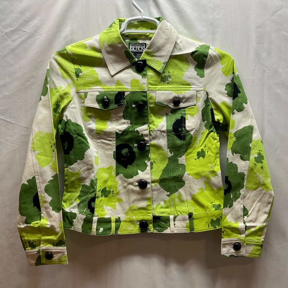 NWT Women’s‎ The Collective Works of Berek 2 Denim Jacket Green Abstract Small